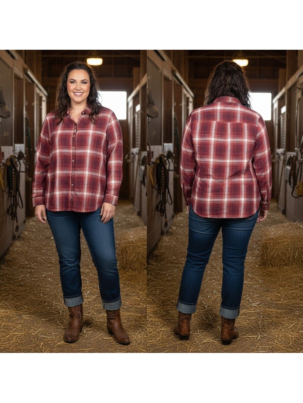 1867 - Jachs Girlfriend Red Plaid Button-Up Shirt XL